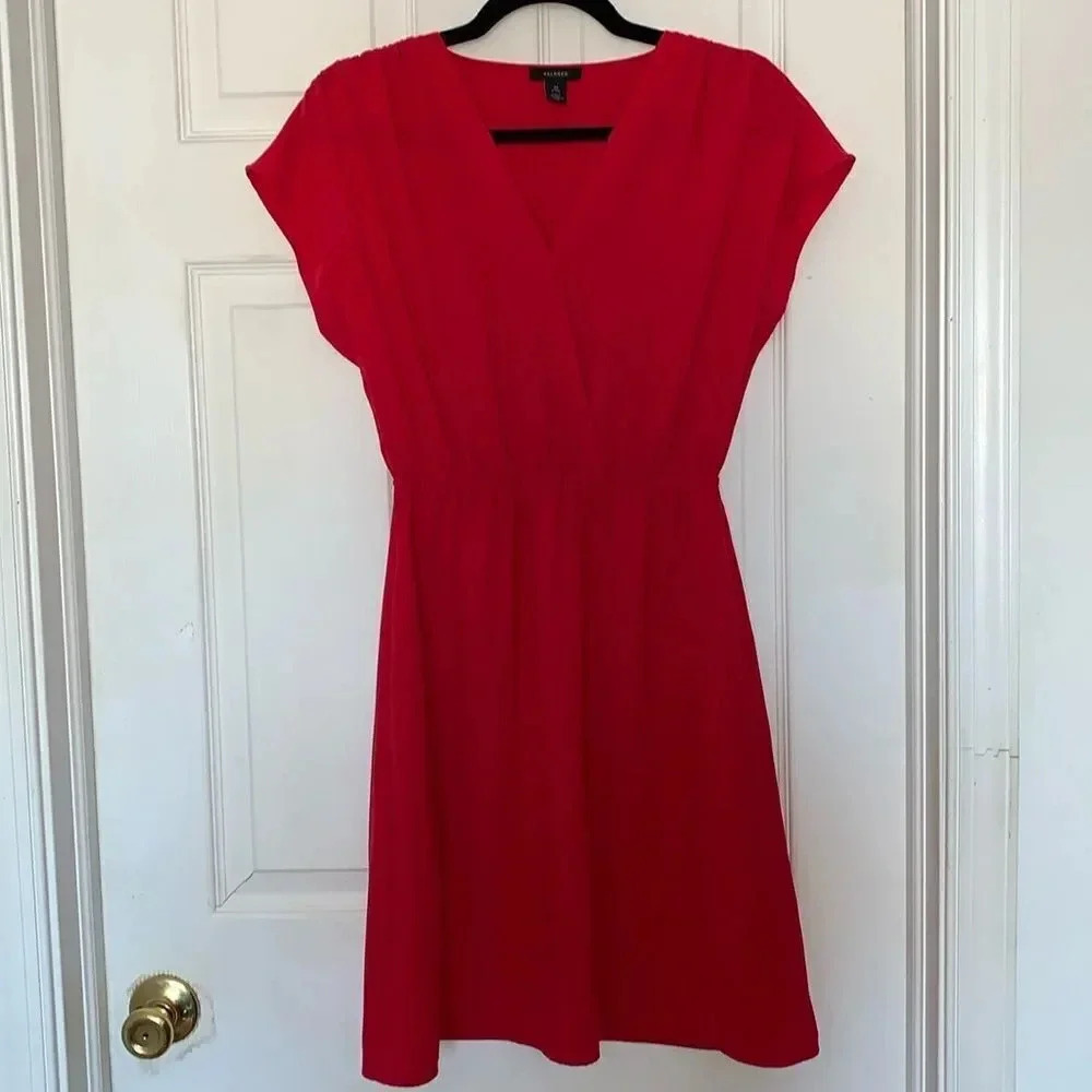 Halogen Red Faux Wrap Dress Size XS